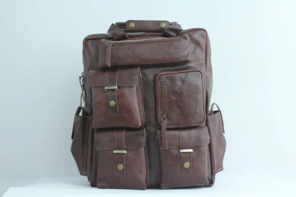 Rugged Leather Cargo Backpack for Men 3