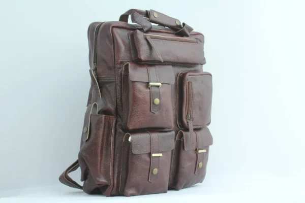 Rugged Leather Cargo Backpack for Men 5