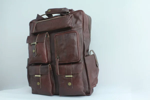 Rugged Leather Cargo Backpack for Men 6
