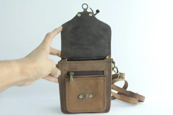 Rustic Handmade Leather Camera Satchel for Travel & Everyday Carry (Brown) 2