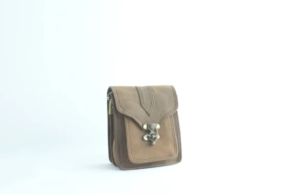 Rustic Handmade Leather Camera Satchel for Travel & Everyday Carry (Brown) 4
