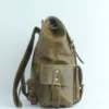 Rustic Olive Leather Drawstring Backpack 4