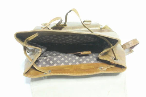 Rustic Olive Leather Drawstring Backpack 5