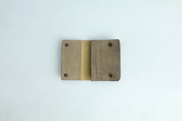 Sand-Beige Genuine Leather Mini Bifold Card Holder 3 Sand-Beige Genuine Leather Mini Bifold Card Holder 3