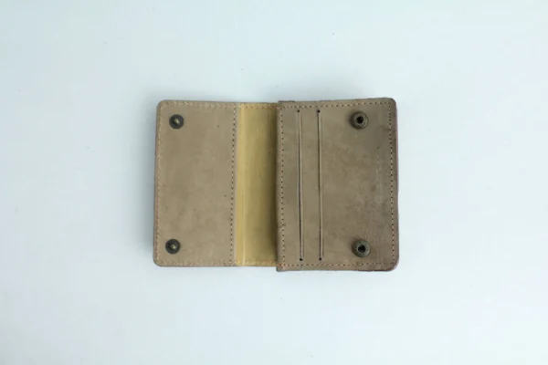 Sand-Beige Genuine Leather Mini Bifold Card Holder 4 Sand-Beige Genuine Leather Mini Bifold Card Holder 4