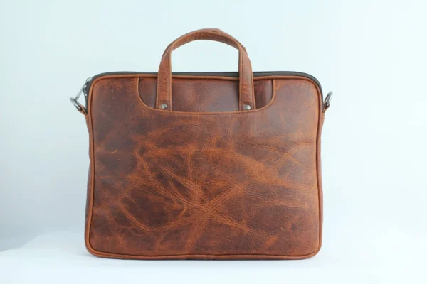 Slim Leather Laptop Portfolio Bag - Cognac Tan 1 Slim Leather Laptop Portfolio Bag - Cognac Tan 1