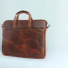 Slim Leather Laptop Portfolio Bag - Cognac Tan 3 Slim Leather Laptop Portfolio Bag - Cognac Tan 3
