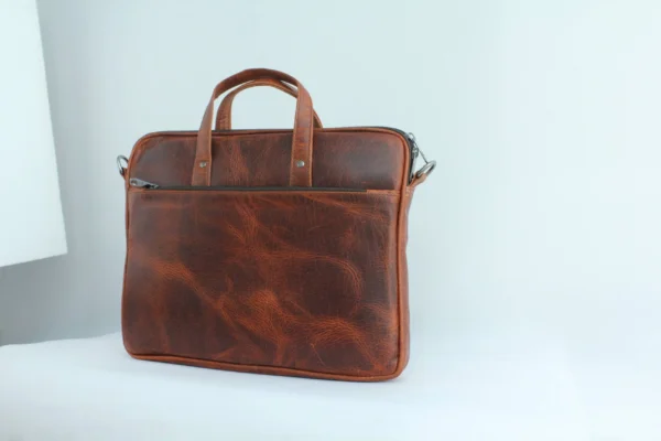 Slim Leather Laptop Portfolio Bag - Cognac Tan 3 Slim Leather Laptop Portfolio Bag - Cognac Tan 3