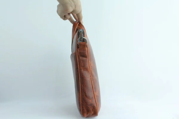 Slim Leather Laptop Portfolio Bag - Cognac Tan 5 Slim Leather Laptop Portfolio Bag - Cognac Tan 5