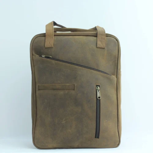 Slim Vertical Leather Slim Tech Backpack for Men 1