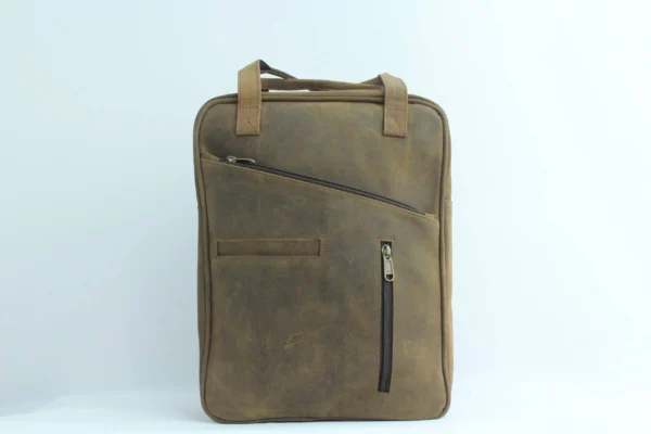 Slim Vertical Leather Slim Tech Backpack for Men 1