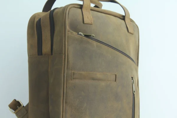 Slim Vertical Leather Slim Tech Backpack for Men 4