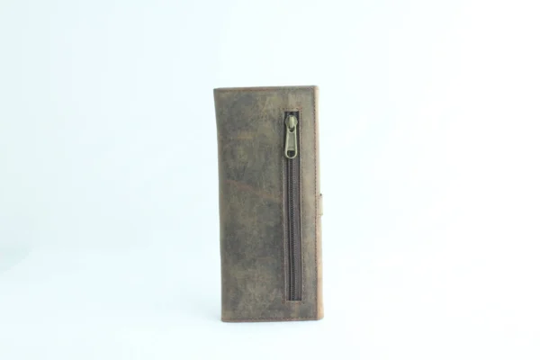 Vintage Brown Leather Trifold Clutch Wallet with Tab Closure 5