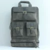Vintage Charcoal Leather Laptop Backpack - Expandable 1