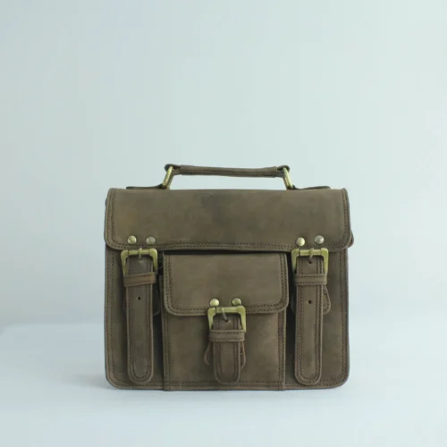 Vintage Crazy Horse Leather Satchel Briefcase 1