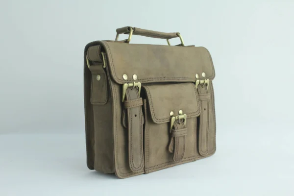Vintage Crazy Horse Leather Satchel Briefcase 2