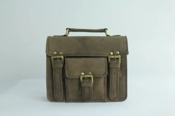 Vintage Crazy Horse Leather Satchel Briefcase 3