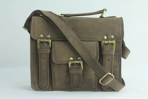 Vintage Crazy Horse Leather Satchel Briefcase 6