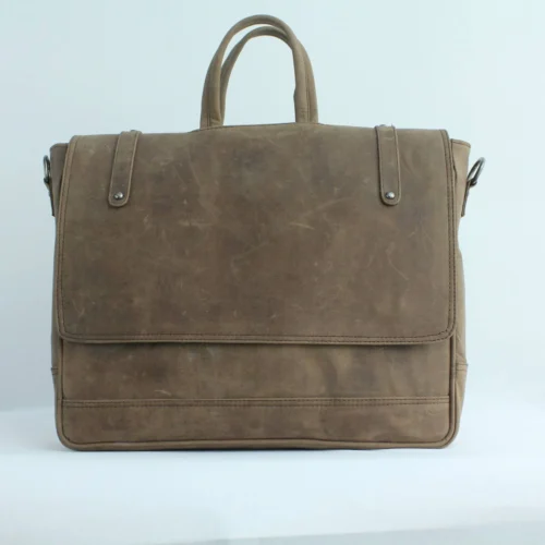 Vintage Distressed Leather Office Tote Bag for Men 1