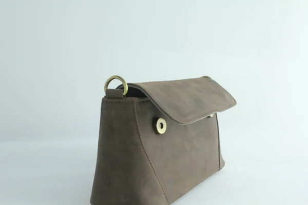 Vintage Genuine Leather Flap Crossbody Bag – Handmade Everyday Shoulder Purse 7
