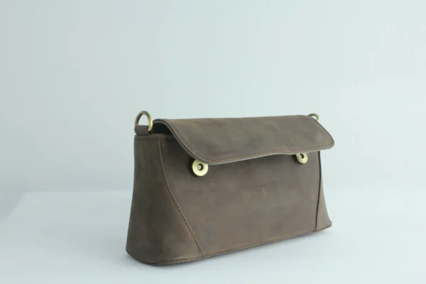 Vintage Genuine Leather Flap Crossbody Bag – Handmade Everyday Shoulder Purse 8