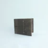 Vintage Grey Genuine Leather Bifold with Fabric Trim Detail 1