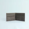 Vintage Grey Genuine Leather Bifold with Fabric Trim Detail 2
