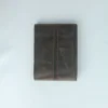 Vintage Grey Genuine Leather Bifold with Fabric Trim Detail 3