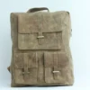 Vintage Khaki Leather Multi-Pocket Backpack 5