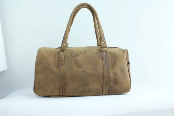 Vintage Leather Gym Duffel Bag - Compact Travel Holdall 1