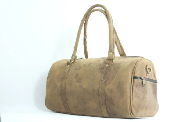 Vintage Leather Gym Duffel Bag - Compact Travel Holdall 2