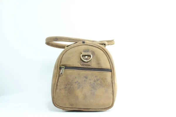 Vintage Leather Gym Duffel Bag - Compact Travel Holdall 3