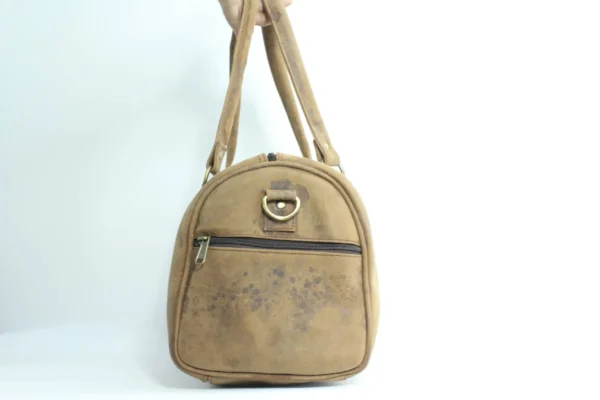 Vintage Leather Gym Duffel Bag - Compact Travel Holdall 4