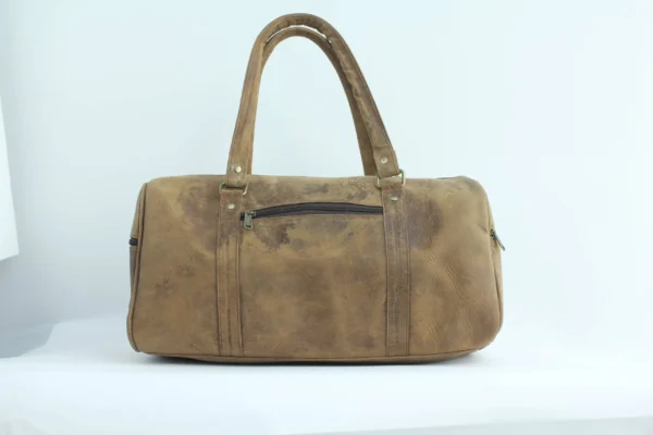 Vintage Leather Gym Duffel Bag - Compact Travel Holdall 5