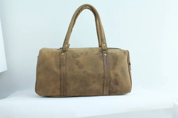 Vintage Leather Gym Duffel Bag - Compact Travel Holdall 6
