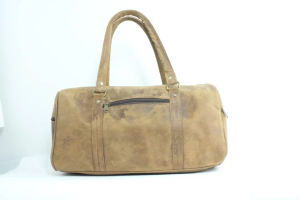 Vintage Leather Gym Duffel Bag - Compact Travel Holdall 7