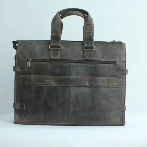 Vintage Leather Office Bag - Expandable Attaché 1