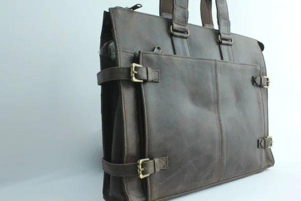 Vintage Leather Office Bag - Expandable Attaché 3