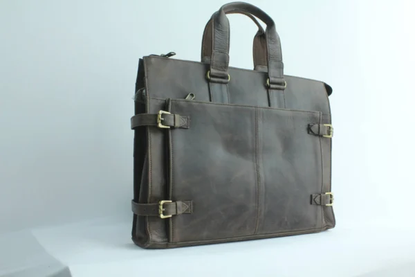 Vintage Leather Office Bag - Expandable Attaché 4