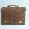 Vintage Leather Satchel Briefcase with Twist-Lock Closure 1 Vintage Leather Satchel Briefcase with Twist-Lock Closure 1