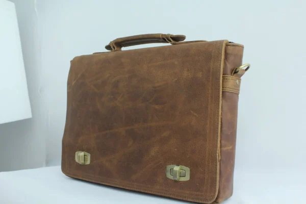 Vintage Leather Satchel Briefcase with Twist-Lock Closure 4 Vintage Leather Satchel Briefcase with Twist-Lock Closure 4