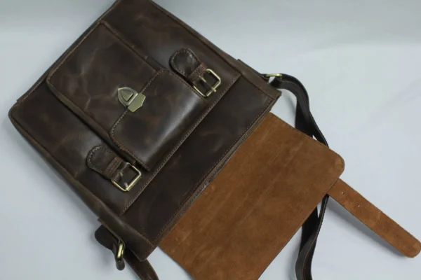 Vintage Leather Sling Bag for Men - Espresso Brown 8