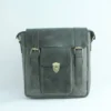 Vintage Leather Sling Bag for Men– Charcoal Black Shield Clasp 1