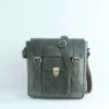 Vintage Leather Sling Bag for Men– Charcoal Black Shield Clasp 3