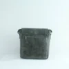 Vintage Leather Sling Bag for Men– Charcoal Black Shield Clasp 4
