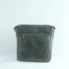 Vintage Leather Sling Bag for Men– Charcoal Black Shield Clasp 5