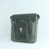 Vintage Leather Sling Bag for Men– Charcoal Black Shield Clasp 6