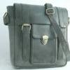 Vintage Leather Sling Bag for Men– Charcoal Black Shield Clasp 8