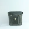 Vintage Leather Sling Bag for Men– Charcoal Black Shield Clasp 9